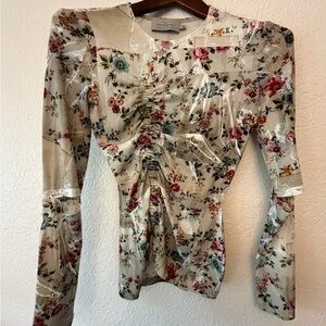 Preen by Thornton Bregazzi Floral Ruched Blouse - Cream and Multicolor